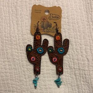 NWT genuine leather western earrings